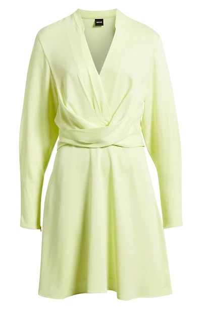 Dimkai Wrap Front Long Sleeve Dress