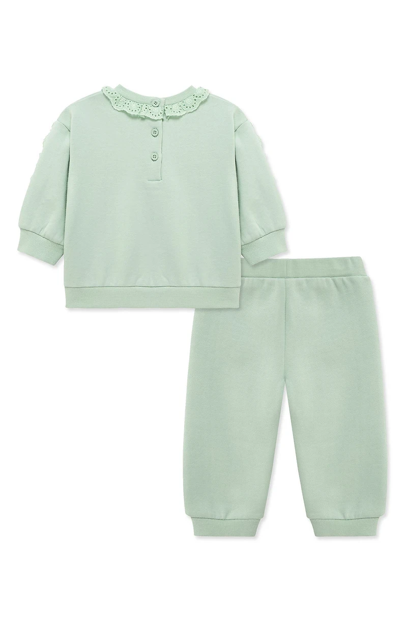 Ruffle Lace Trim Sweatshirt & Joggers