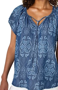 Batik Print Flutter Sleeve Top