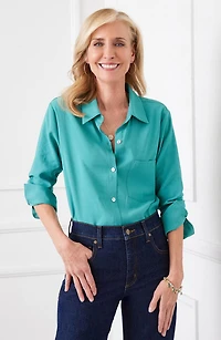 Ruched Sleeve Button-Up Shirt