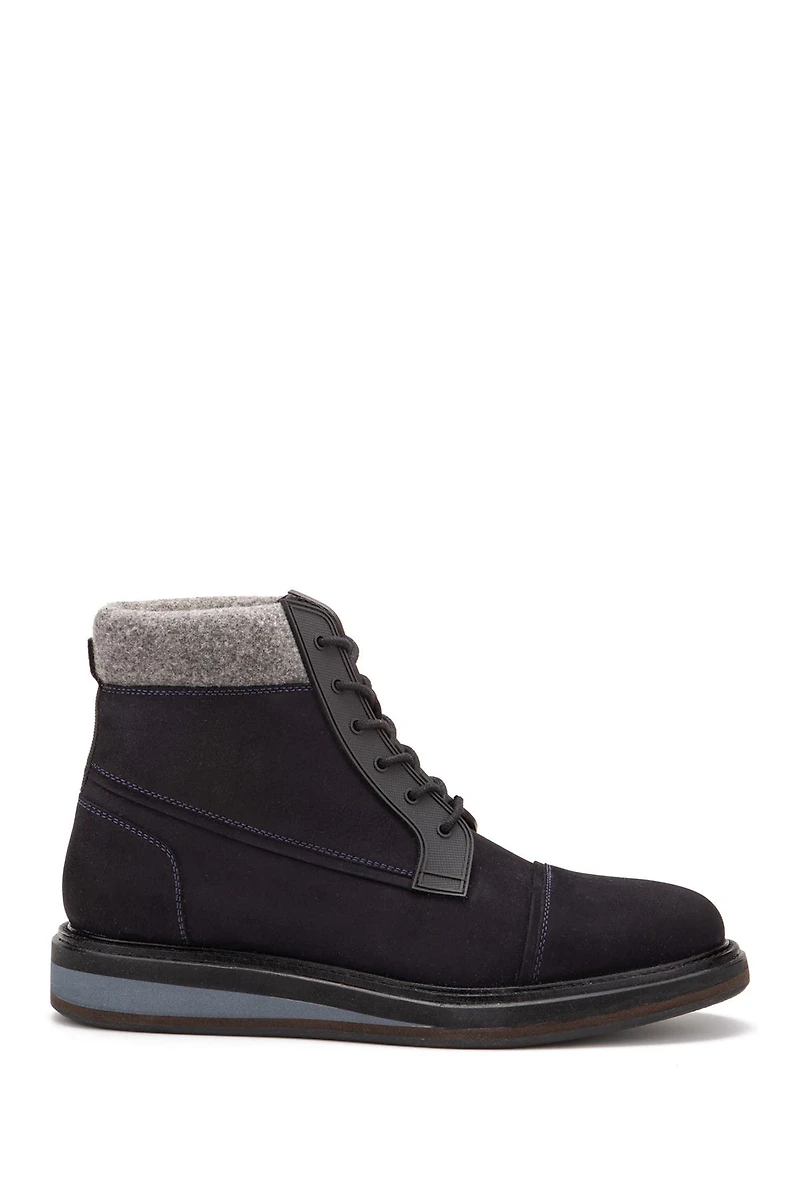 Stone Faux Fur Trim Leather Boot