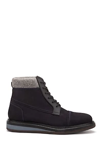 Stone Faux Fur Trim Leather Boot