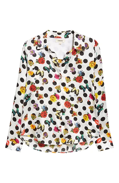 Tyler Floral Polka Dot Silk Button-Up Shirt