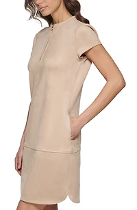 Faux Suede Shirtdress