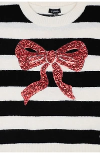 Kids' Sequin Bow Stripe Sweater