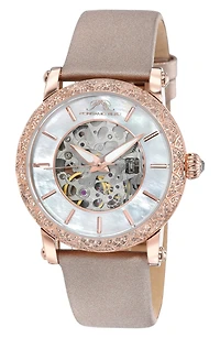 Liza Automatic Satin Leather Strap Watch, 38mm