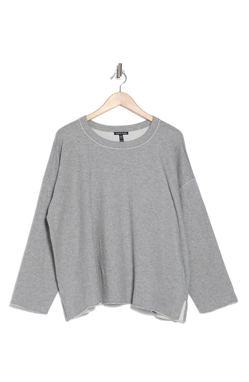 Crewneck Long Sleeve Boxy Organic Cotton Top