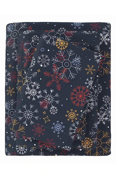 Turkish Cotton Windowpane Printed Flannel Sheet Set