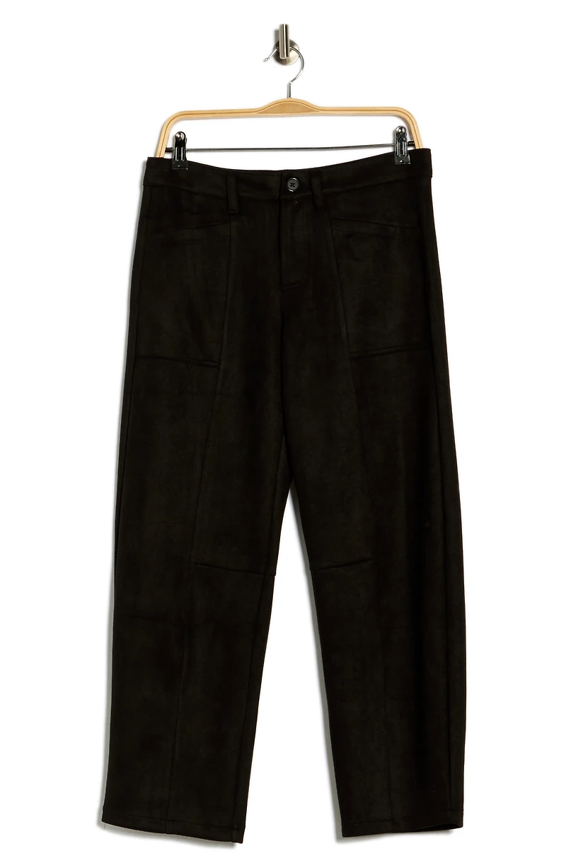 Faux Suede Barrel Leg Pants