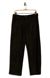 Faux Suede Barrel Leg Pants