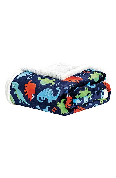 Dino Faux Shearling Throw Blanket