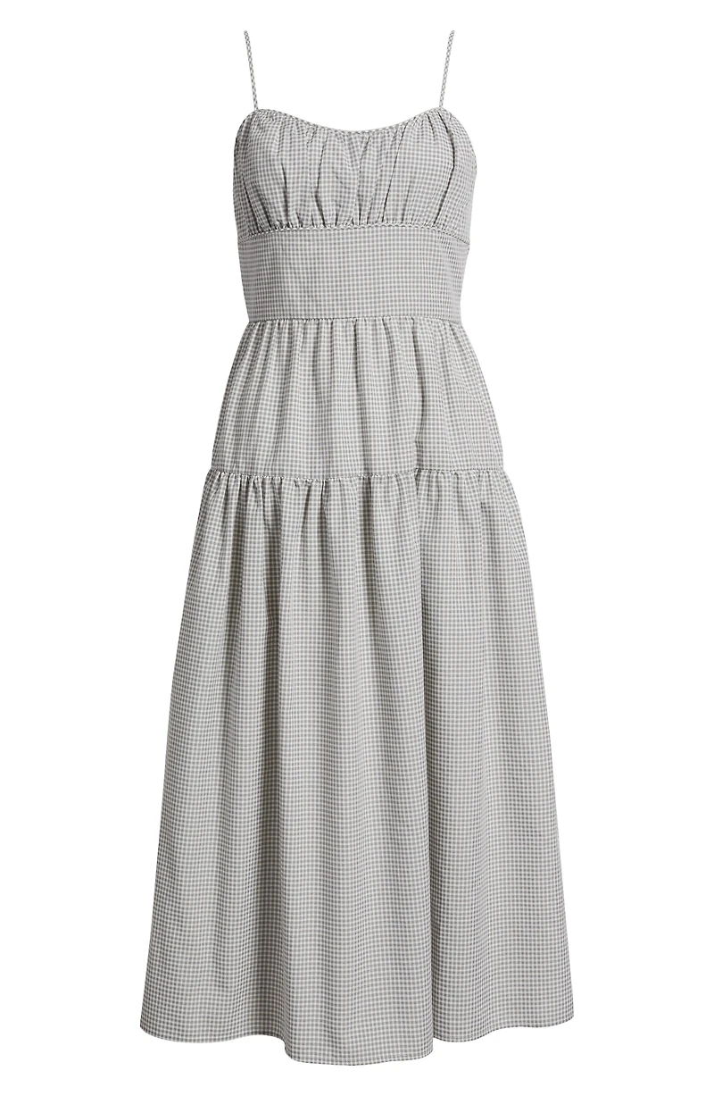 Check Tiered Midi Dress