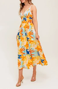 Floral V-Neck Midi Dress