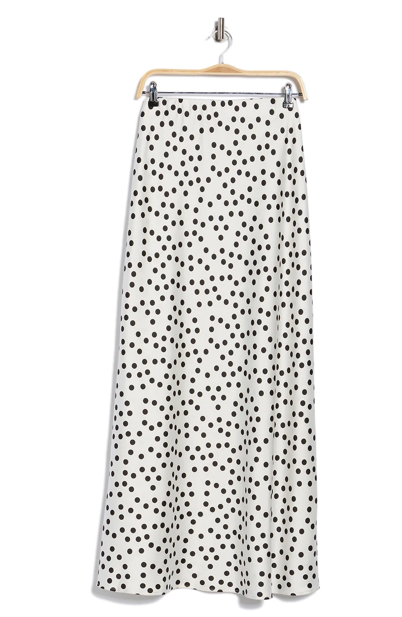 Polka Dot Satin Maxi Skirt