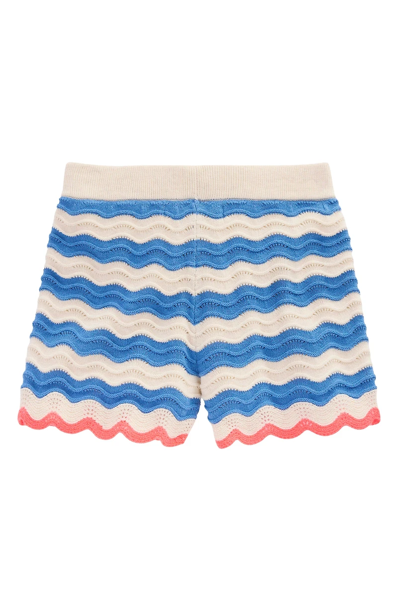 Kids' Stripe Pointelle Stitch Cotton Sweater Shorts