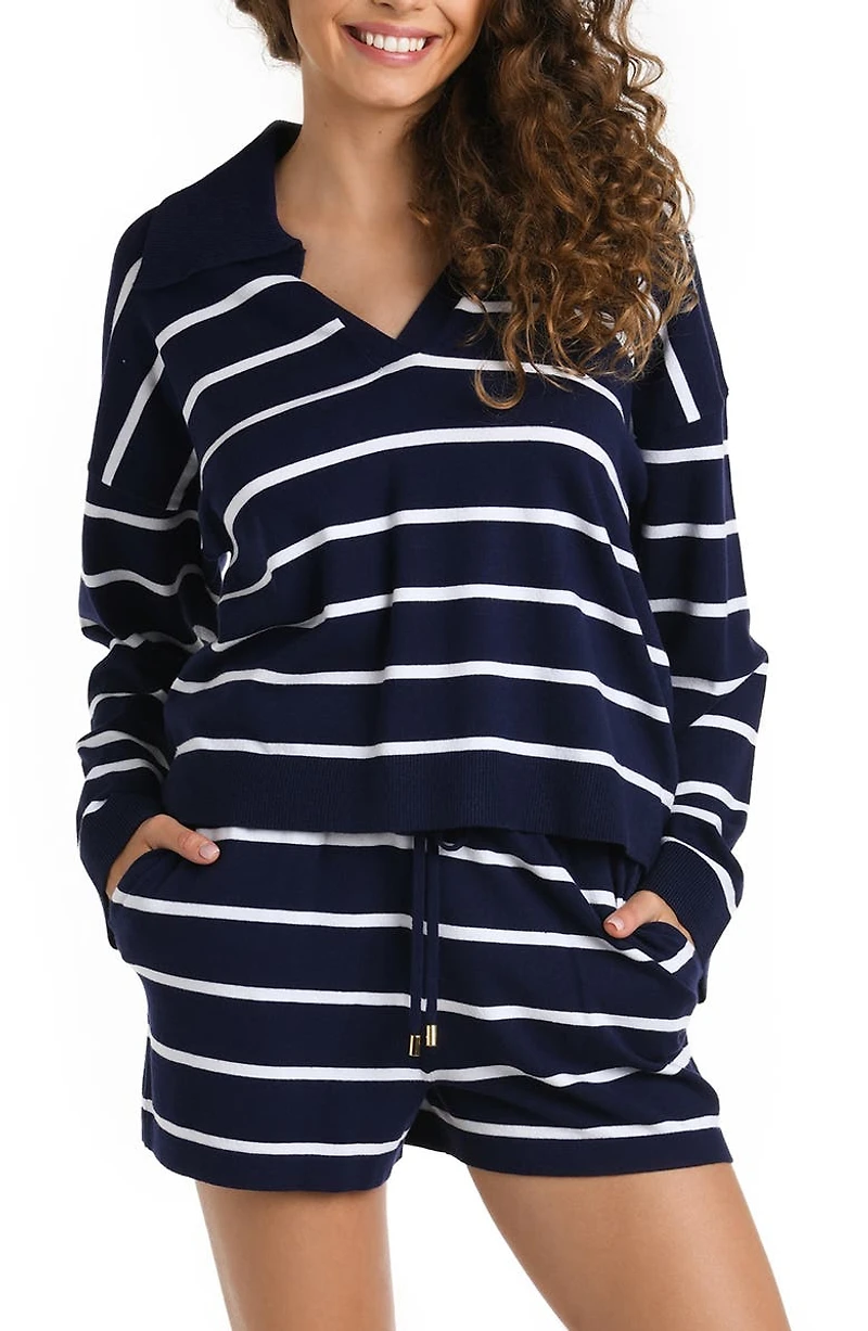 Yacht Stripe Cover-Up Top