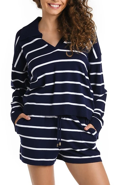 Yacht Stripe Cover-Up Top