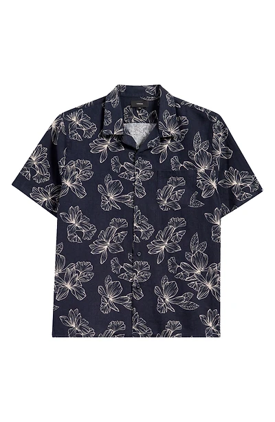Cabana Floral Short Sleeve Linen Blend Button-Up Shirt