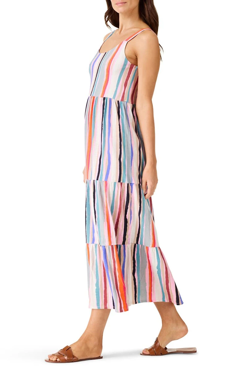 Painted Stripe Tiered Midi Sundress