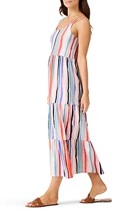 Painted Stripe Tiered Midi Sundress