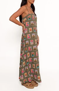 Aoife Postcard Print Maxi Dress