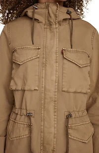 Military Four-Pocket Zip Hooded Jacket