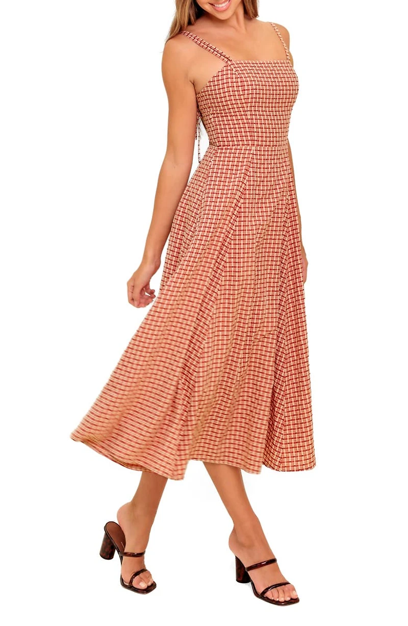 Plaid Fit & Flare Midi Dress