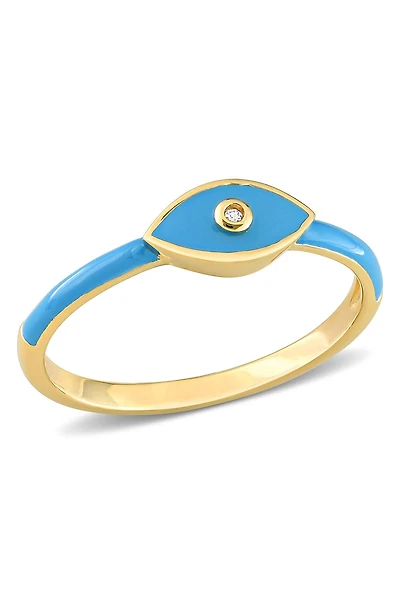 Sterling Silver & Created White Sapphire Evil Eye Ring