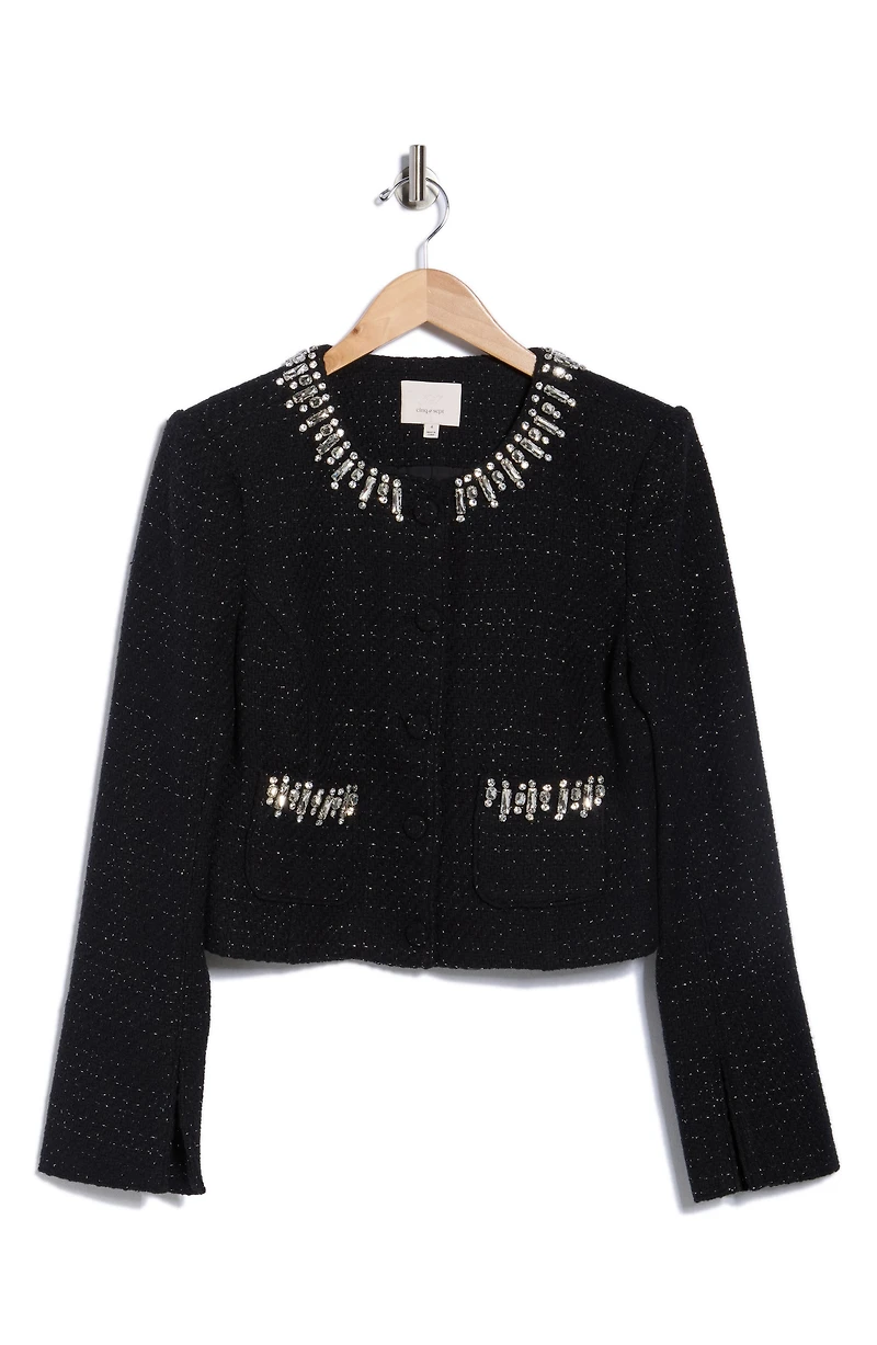 Randi Rhinestone Trim Bouclé Jacket