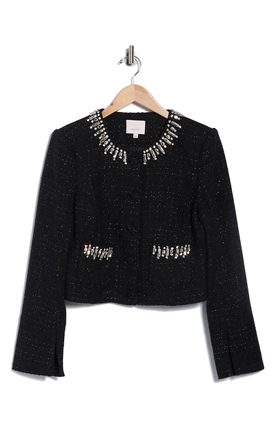 Randi Rhinestone Trim Bouclé Jacket