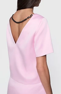 Wren Chain Short Sleeve Satin Top