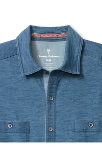 Indigo Harbor Slub Cotton Button-Up Shirt