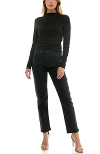 Long Sleeve Mock Neck Rib Knit Top