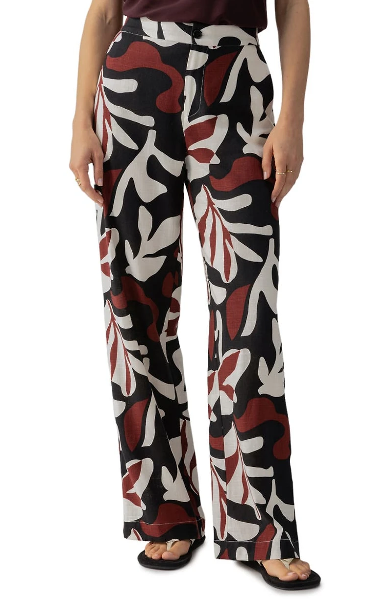 The Soft Palm Print Wide Leg Pants
