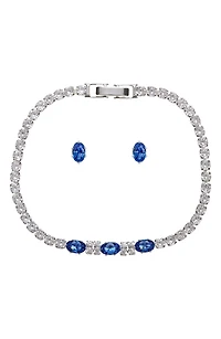Cubic Zirconia Tennis Bracelet & Stud Earrings Set