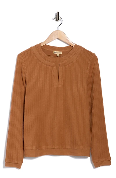 Long Sleeve Twofer Rib Knit Top
