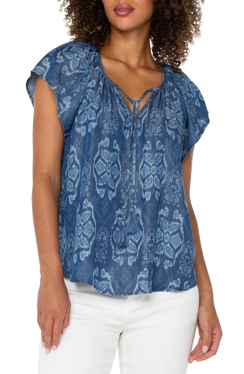 Batik Print Flutter Sleeve Top