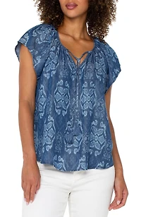 Batik Print Flutter Sleeve Top