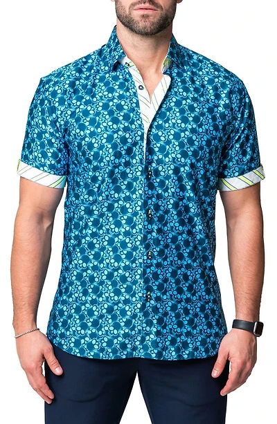 Galileo Skull Regular Fit Short Sleeve Button-Up Shirt