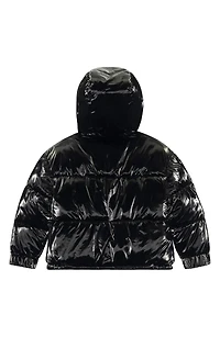 Kids' Shimmer Cargo Pocket Faux Shearling Hooded Puffer Jacket