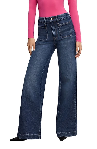 Good Waist Patch Pocket Palazzo Jeans