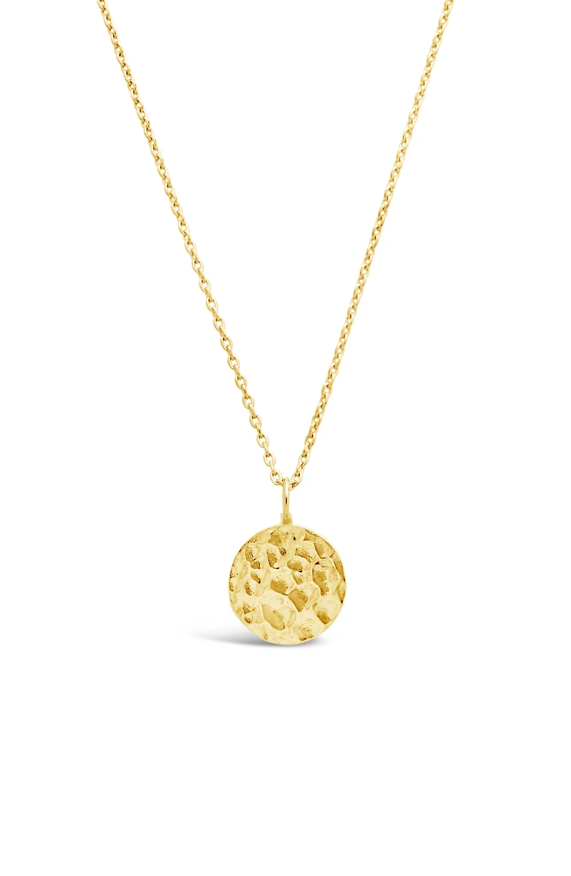 14K Yellow Gold Vermeil Hammered Pendant Necklace