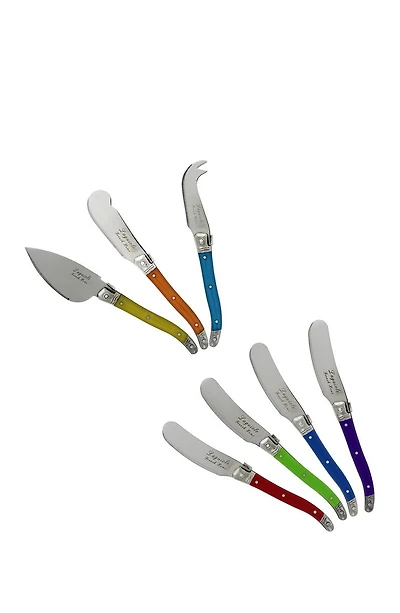 7-Piece Laguiole Jewel Colors Cheese Knife & Spreader Set