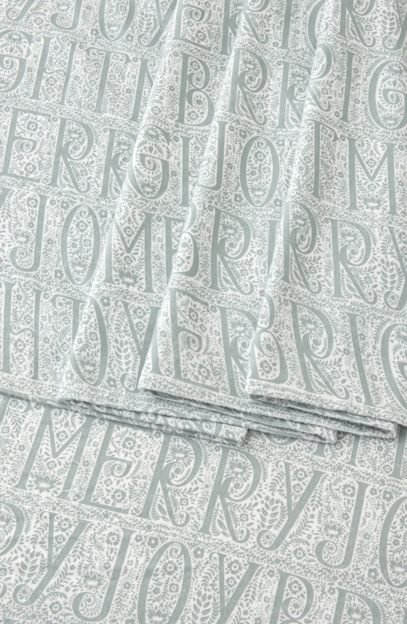 Turkish Cotton Windowpane Printed Flannel Sheet Set