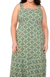 Medallion Print Wide Strap Maxi Dress