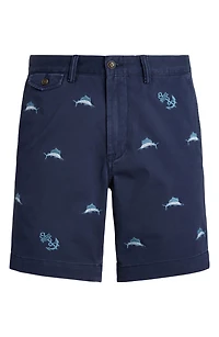 Embroidered Stretch Twill Shorts