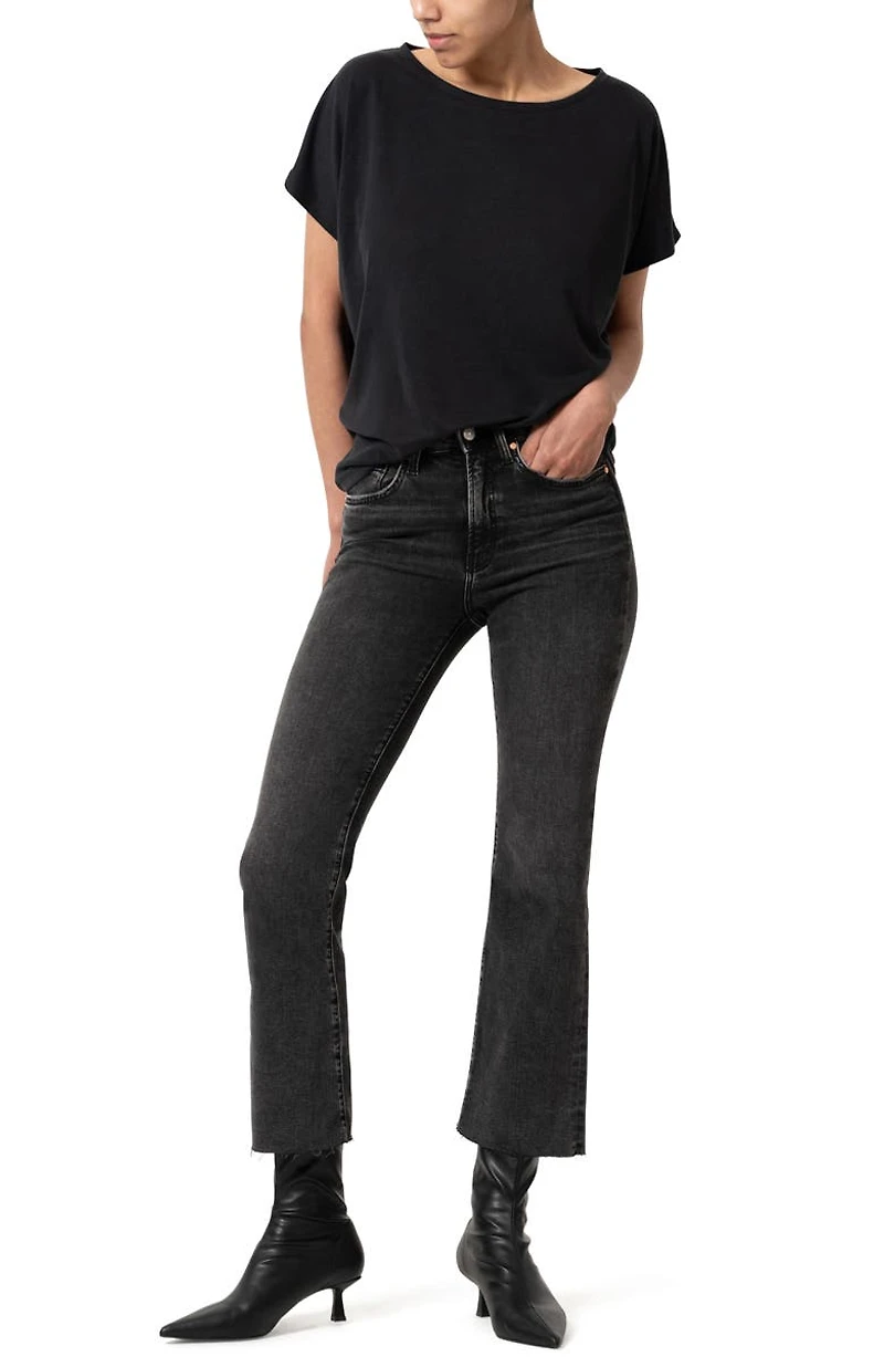 Anika Raw Hem High Waist Crop Flare Jeans