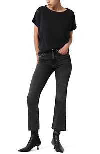 Anika Raw Hem High Waist Crop Flare Jeans