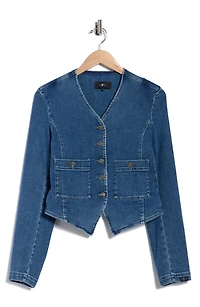 Collarless Denim Jacket