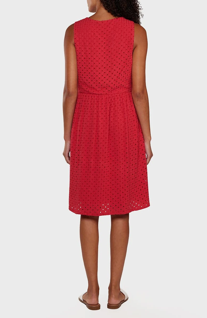 Lia V-Neck Sleeveless Eyelet Midi Sundress